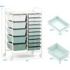 imageGiantex 15 Drawers Rolling Cart Classroom Organizers Storage Cart with Wheels for Teacher Office Home School Supplies Tool Craft Art Paper Green GradientGreen Gradient