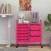 imageGiantex 15 Drawers Rolling Cart Classroom Organizers Storage Cart with Wheels for Teacher Office Home School Supplies Tool Craft Art Paper Green GradientHot Pink