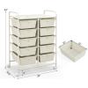 imageGiantex 15 Drawers Rolling Cart Classroom Organizers Storage Cart with Wheels for Teacher Office Home School Supplies Tool Craft Art Paper Green GradientIvory