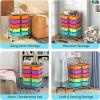 imageGiantex 15 Drawers Rolling Cart Classroom Organizers Storage Cart with Wheels for Teacher Office Home School Supplies Tool Craft Art Paper Green GradientRainbow