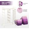 imageGiantex 15 Drawers Rolling Cart Classroom Organizers Storage Cart with Wheels for Teacher Office Home School Supplies Tool Craft Art Paper Green GradientPurple Gradient