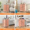 imageGiantex 15 Drawers Rolling Cart Classroom Organizers Storage Cart with Wheels for Teacher Office Home School Supplies Tool Craft Art Paper Green GradientPeach Fuzz