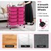 imageGiantex 15 Drawers Rolling Cart Classroom Organizers Storage Cart with Wheels for Teacher Office Home School Supplies Tool Craft Art Paper Green GradientHot Pink