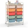 imageGiantex 15 Drawers Rolling Cart Classroom Organizers Storage Cart with Wheels for Teacher Office Home School Supplies Tool Craft Art Paper Green GradientMacaron Multicolor