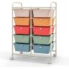 imageGiantex 15 Drawers Rolling Cart Classroom Organizers Storage Cart with Wheels for Teacher Office Home School Supplies Tool Craft Art Paper Green GradientMacaron Multicolor