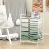 imageGiantex 15 Drawers Rolling Cart Classroom Organizers Storage Cart with Wheels for Teacher Office Home School Supplies Tool Craft Art Paper Green GradientGreen Gradient