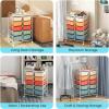 imageGiantex 15 Drawers Rolling Cart Classroom Organizers Storage Cart with Wheels for Teacher Office Home School Supplies Tool Craft Art Paper Green GradientMacaron Multicolor