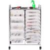 imageGiantex 15 Drawers Rolling Cart Classroom Organizers Storage Cart with Wheels for Teacher Office Home School Supplies Tool Craft Art Paper Green GradientClear