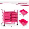 imageGiantex 15 Drawers Rolling Cart Classroom Organizers Storage Cart with Wheels for Teacher Office Home School Supplies Tool Craft Art Paper Green GradientHot Pink
