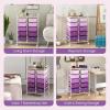 imageGiantex 15 Drawers Rolling Cart Classroom Organizers Storage Cart with Wheels for Teacher Office Home School Supplies Tool Craft Art Paper Green GradientPurple Gradient