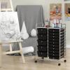 imageGiantex 15 Drawers Rolling Cart Classroom Organizers Storage Cart with Wheels for Teacher Office Home School Supplies Tool Craft Art Paper Green GradientBlack