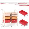 imageGiantex 15 Drawers Rolling Cart Classroom Organizers Storage Cart with Wheels for Teacher Office Home School Supplies Tool Craft Art Paper Green GradientMacaron Multicolor