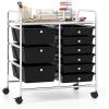 imageGiantex 15 Drawers Rolling Cart Classroom Organizers Storage Cart with Wheels for Teacher Office Home School Supplies Tool Craft Art Paper Green GradientBlack