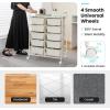 imageGiantex 15 Drawers Rolling Cart Classroom Organizers Storage Cart with Wheels for Teacher Office Home School Supplies Tool Craft Art Paper Green GradientIvory
