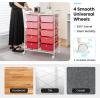 imageGiantex 15 Drawers Rolling Cart Classroom Organizers Storage Cart with Wheels for Teacher Office Home School Supplies Tool Craft Art Paper Green GradientPink Gradient