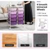 imageGiantex 15 Drawers Rolling Cart Classroom Organizers Storage Cart with Wheels for Teacher Office Home School Supplies Tool Craft Art Paper Green GradientPurple Gradient