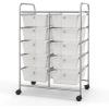 imageGiantex 15 Drawers Rolling Cart Classroom Organizers Storage Cart with Wheels for Teacher Office Home School Supplies Tool Craft Art Paper Green GradientClear