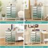 imageGiantex 15 Drawers Rolling Cart Classroom Organizers Storage Cart with Wheels for Teacher Office Home School Supplies Tool Craft Art Paper Green GradientGreen Gradient