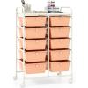 imageGiantex 15 Drawers Rolling Cart Classroom Organizers Storage Cart with Wheels for Teacher Office Home School Supplies Tool Craft Art Paper Green GradientPeach Fuzz