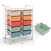 imageGiantex 15 Drawers Rolling Cart Classroom Organizers Storage Cart with Wheels for Teacher Office Home School Supplies Tool Craft Art Paper Green GradientMacaron Multicolor