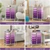 imageGiantex 15 Drawers Rolling Cart Classroom Organizers Storage Cart with Wheels for Teacher Office Home School Supplies Tool Craft Art Paper Green GradientPurple Gradient