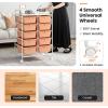 imageGiantex 15 Drawers Rolling Cart Classroom Organizers Storage Cart with Wheels for Teacher Office Home School Supplies Tool Craft Art Paper Green GradientPeach Fuzz