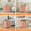imageGiantex 15 Drawers Rolling Cart Classroom Organizers Storage Cart with Wheels for Teacher Office Home School Supplies Tool Craft Art Paper Green GradientPeach Fuzz