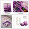 imageGiantex 15 Drawers Rolling Cart Classroom Organizers Storage Cart with Wheels for Teacher Office Home School Supplies Tool Craft Art Paper Green GradientPurple Gradient