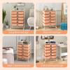 imageGiantex 15 Drawers Rolling Cart Classroom Organizers Storage Cart with Wheels for Teacher Office Home School Supplies Tool Craft Art Paper Green GradientPeach Fuzz