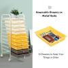 imageGiantex 15Drawer Organizer Cart Office School Storage Cart Rolling Drawer Cart for Tools Scrapbook Paper MulticolorBeigeYellowGrey