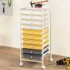 imageGiantex 15Drawer Organizer Cart Office School Storage Cart Rolling Drawer Cart for Tools Scrapbook Paper MulticolorBeigeYellowGrey