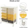 imageGiantex 15Drawer Organizer Cart Office School Storage Cart Rolling Drawer Cart for Tools Scrapbook Paper MulticolorBeigeYellowGrey