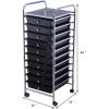 imageGiantex 15Drawer Organizer Cart Office School Storage Cart Rolling Drawer Cart for Tools Scrapbook Paper MulticolorBlack