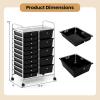 imageGiantex 15Drawer Organizer Cart Office School Storage Cart Rolling Drawer Cart for Tools Scrapbook Paper MulticolorBlack