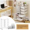 imageGiantex 15Drawer Organizer Cart Office School Storage Cart Rolling Drawer Cart for Tools Scrapbook Paper MulticolorClear
