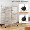 imageGiantex 15Drawer Organizer Cart Office School Storage Cart Rolling Drawer Cart for Tools Scrapbook Paper MulticolorClear