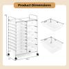 imageGiantex 15Drawer Organizer Cart Office School Storage Cart Rolling Drawer Cart for Tools Scrapbook Paper MulticolorClear