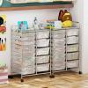 imageGiantex 15Drawer Organizer Cart Office School Storage Cart Rolling Drawer Cart for Tools Scrapbook Paper MulticolorClear
