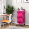 imageGiantex 15Drawer Organizer Cart Office School Storage Cart Rolling Drawer Cart for Tools Scrapbook Paper MulticolorHot Pink