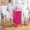 imageGiantex 15Drawer Organizer Cart Office School Storage Cart Rolling Drawer Cart for Tools Scrapbook Paper MulticolorHot Pink