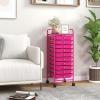 imageGiantex 15Drawer Organizer Cart Office School Storage Cart Rolling Drawer Cart for Tools Scrapbook Paper MulticolorHot Pink