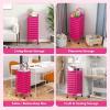 imageGiantex 15Drawer Organizer Cart Office School Storage Cart Rolling Drawer Cart for Tools Scrapbook Paper MulticolorHot Pink