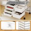 imageGiantex 15Drawer Organizer Cart Office School Storage Cart Rolling Drawer Cart for Tools Scrapbook Paper MulticolorIvory
