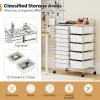 imageGiantex 15Drawer Organizer Cart Office School Storage Cart Rolling Drawer Cart for Tools Scrapbook Paper MulticolorIvory