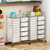imageGiantex 15Drawer Organizer Cart Office School Storage Cart Rolling Drawer Cart for Tools Scrapbook Paper MulticolorIvory