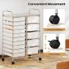imageGiantex 15Drawer Organizer Cart Office School Storage Cart Rolling Drawer Cart for Tools Scrapbook Paper MulticolorIvory