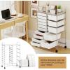 imageGiantex 15Drawer Organizer Cart Office School Storage Cart Rolling Drawer Cart for Tools Scrapbook Paper MulticolorIvory