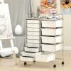 imageGiantex 15Drawer Organizer Cart Office School Storage Cart Rolling Drawer Cart for Tools Scrapbook Paper MulticolorIvory