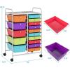 imageGiantex 15Drawer Organizer Cart Office School Storage Cart Rolling Drawer Cart for Tools Scrapbook Paper MulticolorMulticolor