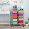 imageGiantex 15Drawer Organizer Cart Office School Storage Cart Rolling Drawer Cart for Tools Scrapbook Paper MulticolorMulticolor